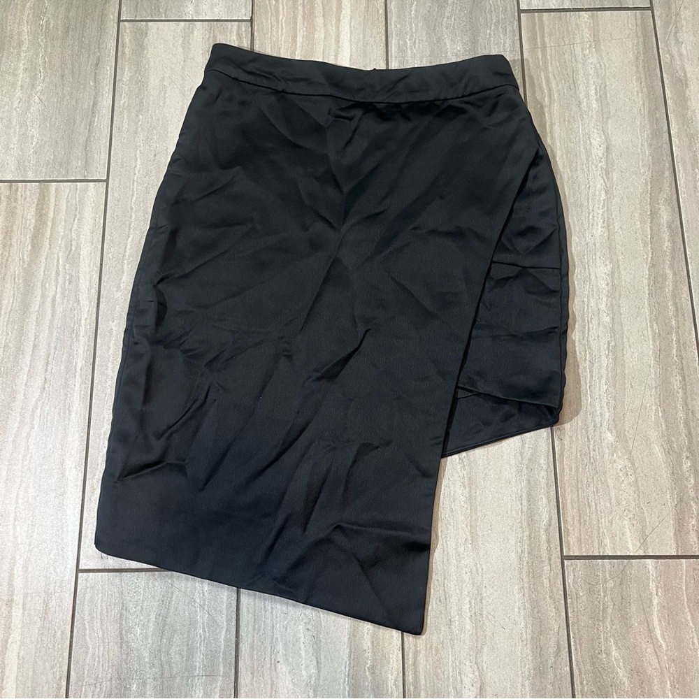 Loveriche Womens Black Satin Layered Pencil Skirt Size Small